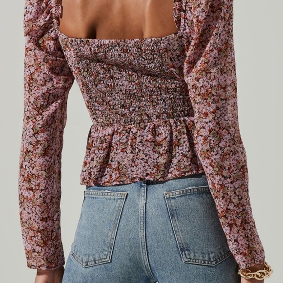 Floral Long Sleeve Women's Top - Picture 3 of 4